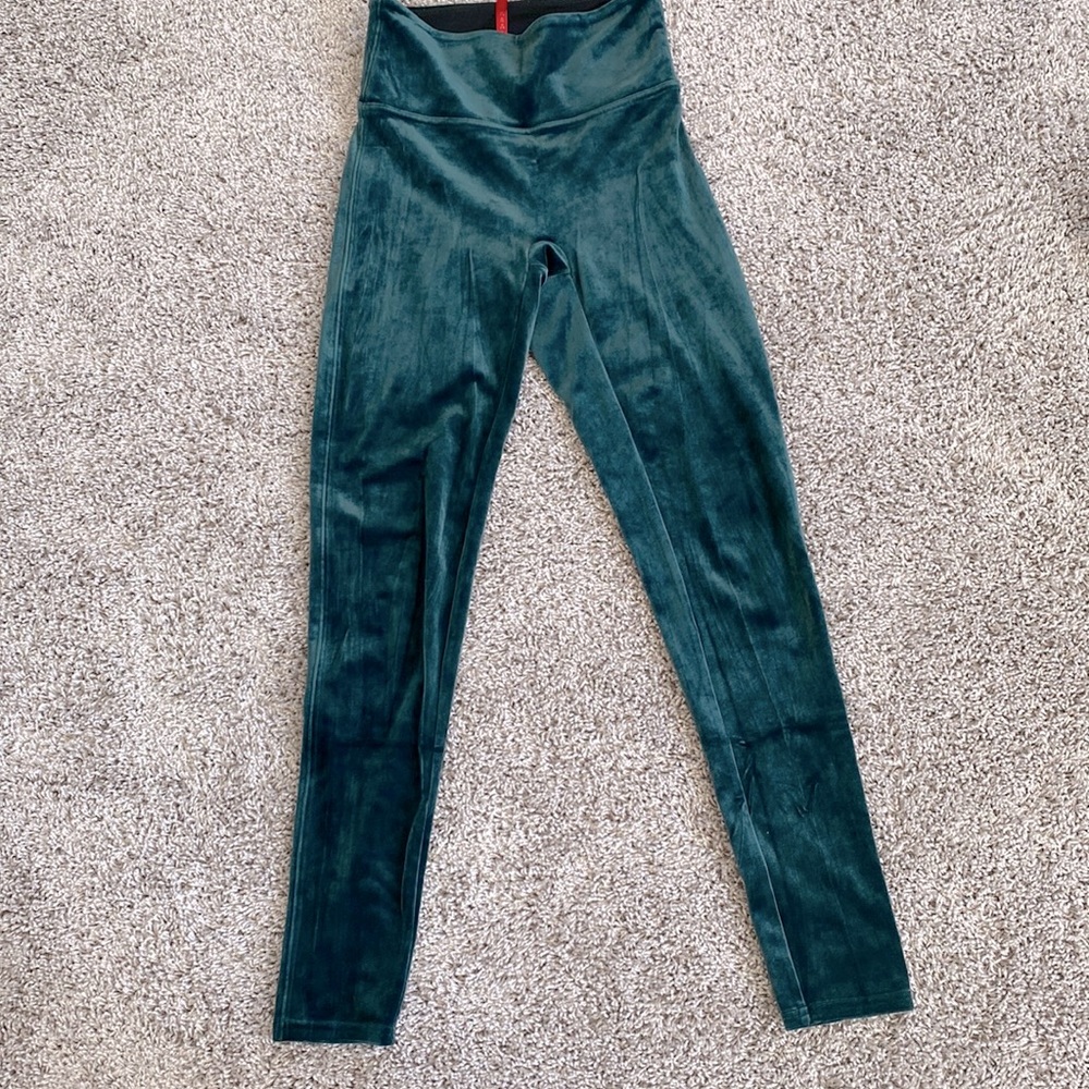 Spanx green velour tights